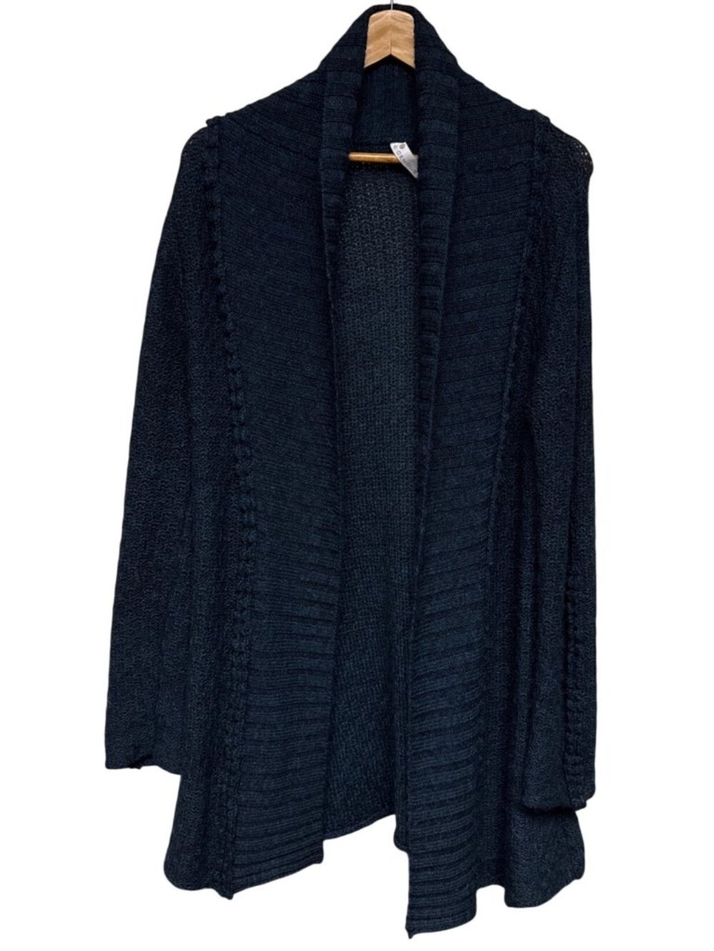 Indigenous Women's Cardigan Sweater Alpaca Blend Peru Large Handmade Blue Open